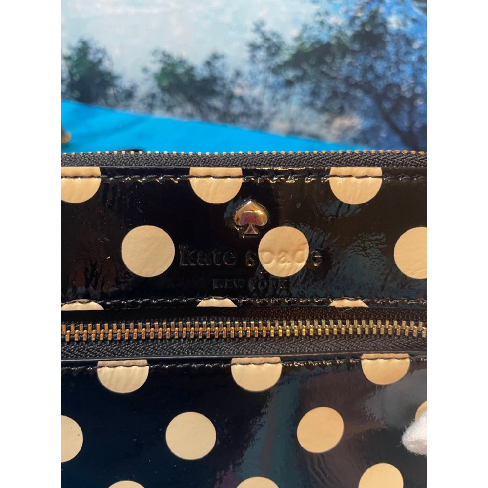 Kate Spade Polka Dot Wristlet Clutch Black/White One Size - Picture 5 of 7